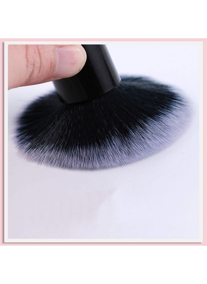 Large Mineral Powder Brush Foundation Brush Contour Brush Blush Brush Bronzer Brush Face Blender Buffing Blending Kabuki Makeup Brushes Thick And Dense Full Coverage (Round Top, Black)