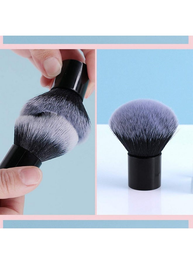 Large Mineral Powder Brush Foundation Brush Contour Brush Blush Brush Bronzer Brush Face Blender Buffing Blending Kabuki Makeup Brushes Thick And Dense Full Coverage (Round Top, Black)