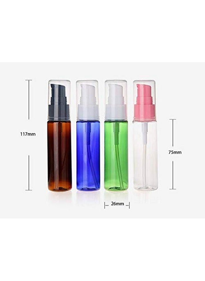 6Pcs 30Ml/1Oz Empty Refillable Plastic Lotion Pump Bottles Portable Cosmetic Makeup Sample Storage Container Vial Pot For Shower Gel Shampoo Toiletries Liquid(Brown)