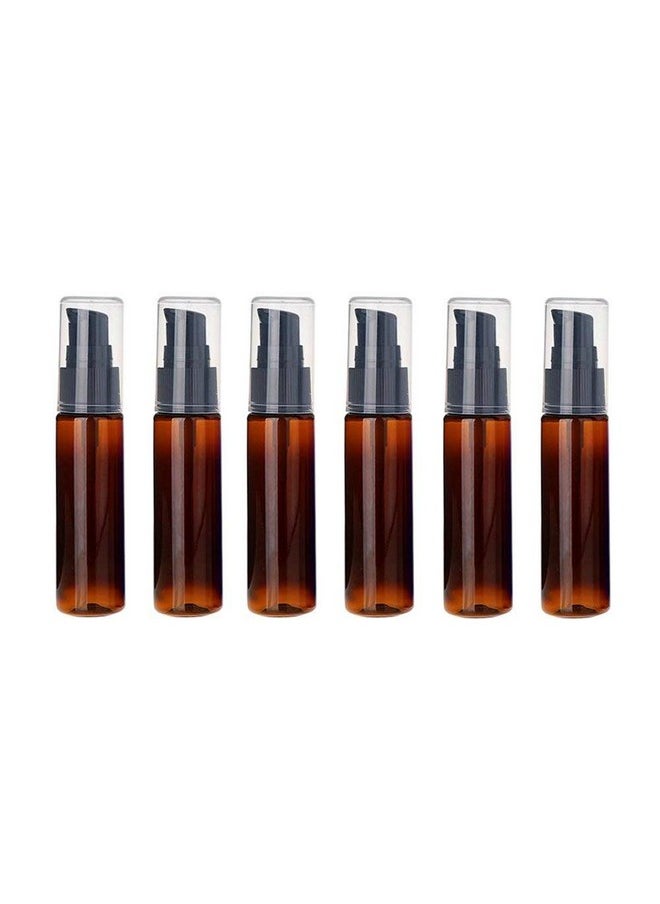 6Pcs 30Ml/1Oz Empty Refillable Plastic Lotion Pump Bottles Portable Cosmetic Makeup Sample Storage Container Vial Pot For Shower Gel Shampoo Toiletries Liquid(Brown)