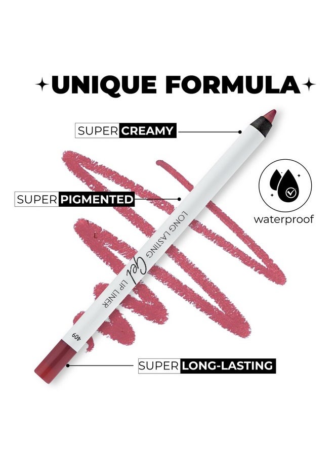 Matte Gel Lip Liner Pencil | Weightless & Creamytexture - Sharpenable - Longwear & Waterproof - High Pigmented & Flawless Finish - Cruelty-Free & Paraben-Free,- 409, 1,7G/0.05Oz