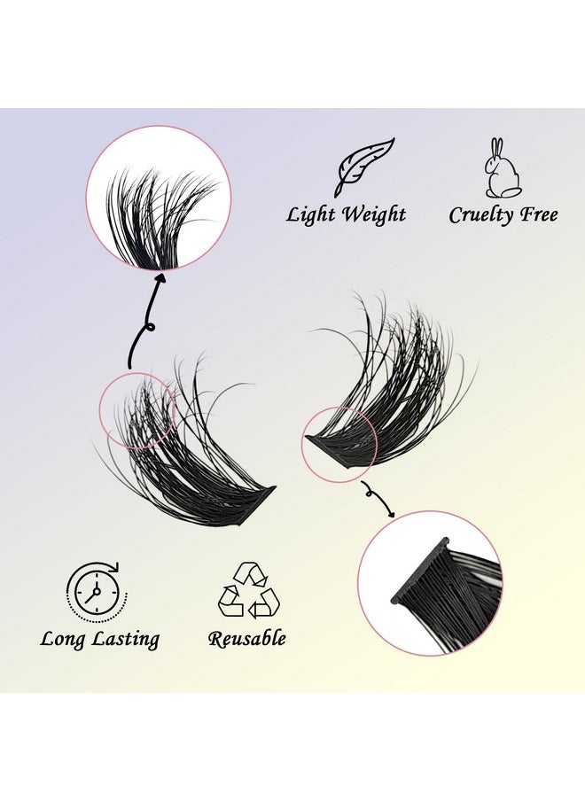 Lash Clusters Fluffy Clusters Eyelash Extension 80D Volume Eyelash Clusters D Curl Diy Lash Extension(80D-9-18Mm)