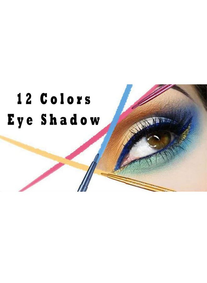 Eyeliner Pencils - 12 Colors Retractable Eye Makeup Liners For Women, Easy Apply Colored Eyebrow Pencil Waterproof Soft Crayon Eye Shadow Set