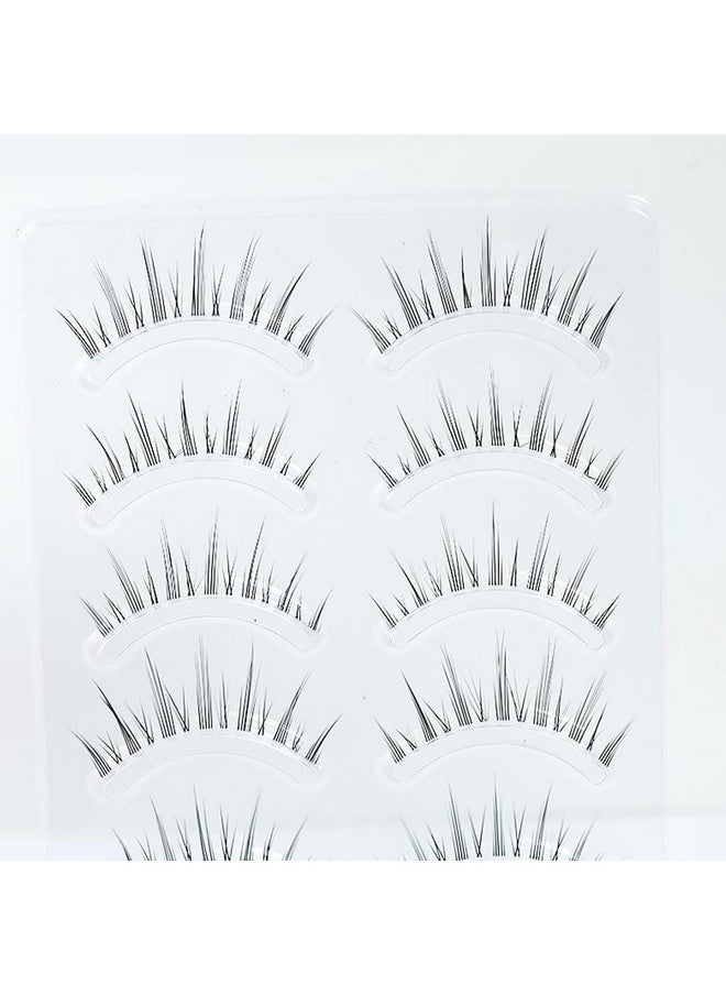 Fake Eyelashes Natural Look False Eye Lashes Daily Strip Cross Short Clear Band 6-12Mm Lashes Invisible Thin Band Cute Lash For Wedding Daily Work Eye Makeup 5 Pairs