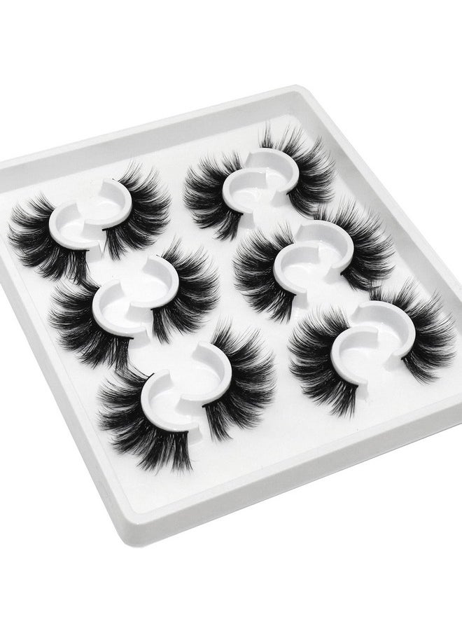 Lashes 6 Pairs Fluffy False Eyelashes For Women 20Mm Long Dramatic Faux Mink Strip 5D Lashes Pack For Gorgeous Makeup