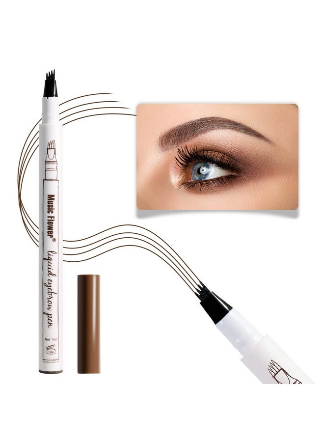 Eyebrow Pen, Liquid Eyebrow Pen, Waterproof Brow Pencil With Micro-Fork Tip, Smudgeproof Long Lasting Fine Sketch Microblading Pen, Reddish Brown