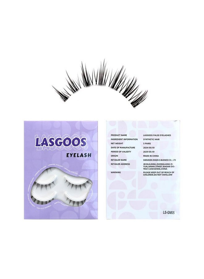 Fake Eyelashes Natural Look False Eye Lashes Daily Strip Cross Short Clear Band Lashes Invisible Thin Band Cute Lash For Wedding Daily Work Party Salon Eye Makeup 5 Pairs