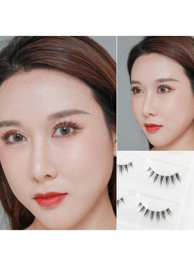 Fake Eyelashes Natural Look False Eye Lashes Daily Strip Cross Short Clear Band Lashes Invisible Thin Band Cute Lash For Wedding Daily Work Party Salon Eye Makeup 5 Pairs