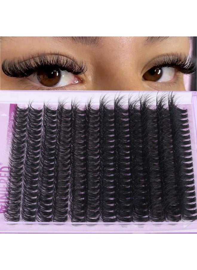 Cluster Eyelash Extensions Fluffy Wispy Lash Clusters Thick Volume Individual Lashes 50D Lash Extension D Curl Eyelash Clusters 16Mm Diy Faux Mink Eyelash Extension (240Pcs)