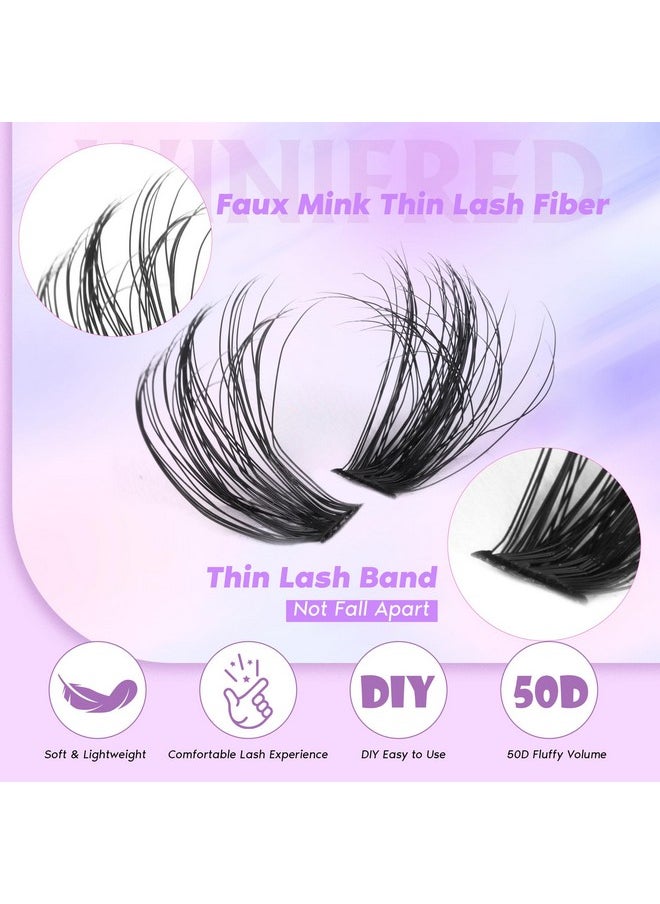 Cluster Eyelash Extensions Fluffy Wispy Lash Clusters Thick Volume Individual Lashes 50D Lash Extension D Curl Eyelash Clusters 16Mm Diy Faux Mink Eyelash Extension (240Pcs)