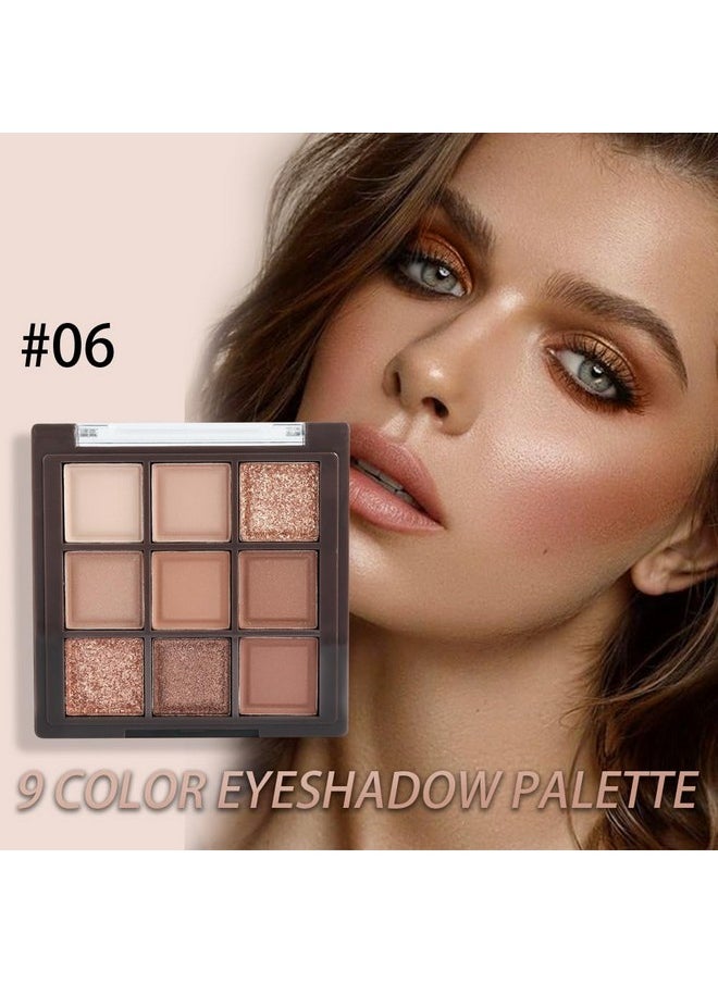 9 Colors Nude Champagne Gold Matte Shimmer Eyeshadow Palette For Eye Makeup,High Pigmented Brown Eye Shadow Primers Powder Palet De Sombras De Ojos-06#