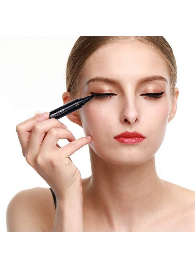 Eyeliner Stamp Double-Sided Liquid Winged Eye Liner Pen Waterproof Smudgeproof Long Lasting Wing Original Eyeliner Pen(1Pc,Black)