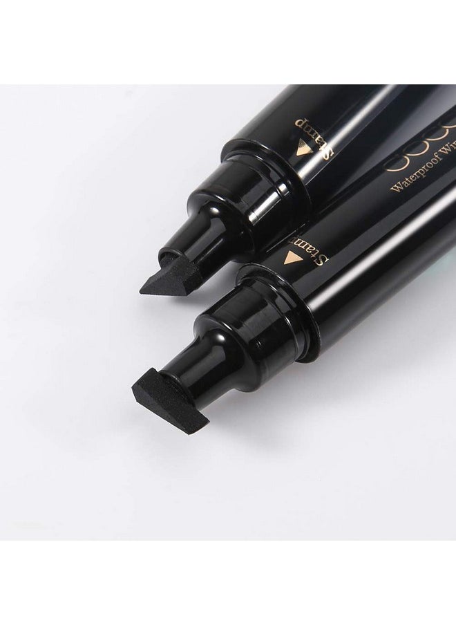 Eyeliner Stamp Double-Sided Liquid Winged Eye Liner Pen Waterproof Smudgeproof Long Lasting Wing Original Eyeliner Pen(1Pc,Black)