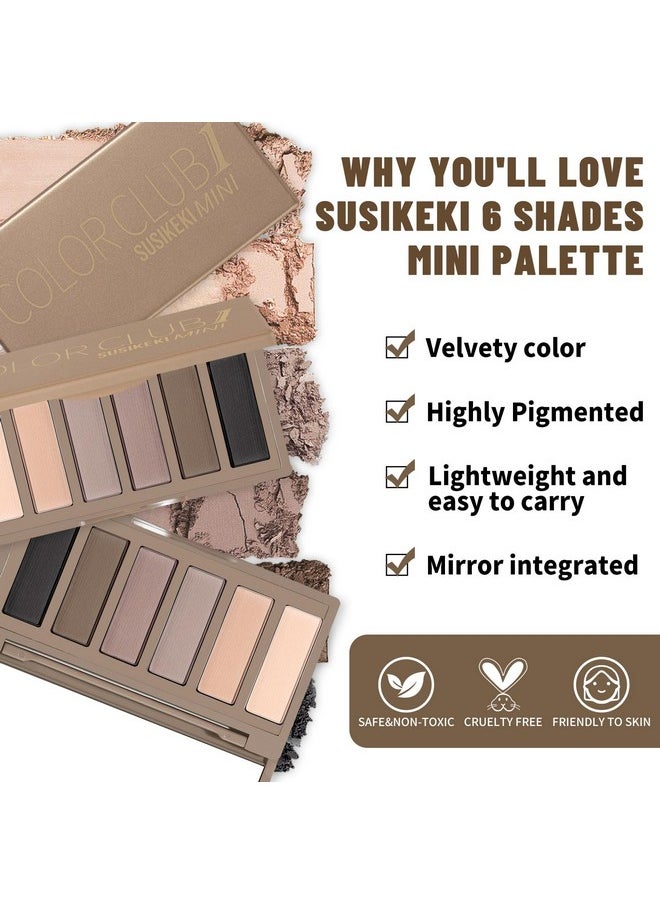 6 Colors Mini Naked Eyeshadow Makeup Palette Neutral Nude Smoky Eye Shadow Taupe & Brown Matte Make Up Pallet With Mirror Highly Pigmented Long Lasting Waterproof Travel Size Gift Kit 01