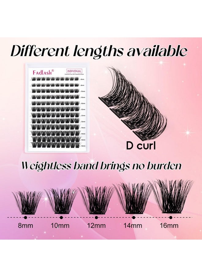 Lash Clusters Diy Eyelash Extensions 96 Clusters Lashes D Curl 0.07 Natural Individual Lash Extensions Mixed Tray False Eyelashes Soft & Strong Thin Band Diy At Home (F32-0.07D, 8-16Mm)