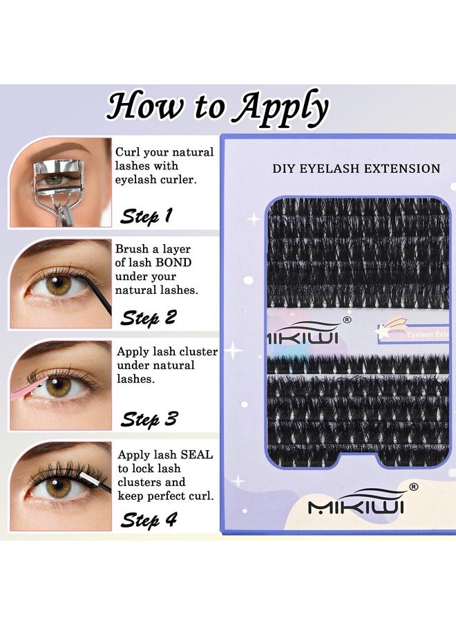 Lash Clusters Mikiwi 80D+100D Thick Eyelash Clusters 10-18Mm Wispy Cluster Eyelash Extension Diy Individual Lashes(80D+100D,9-18Mm)