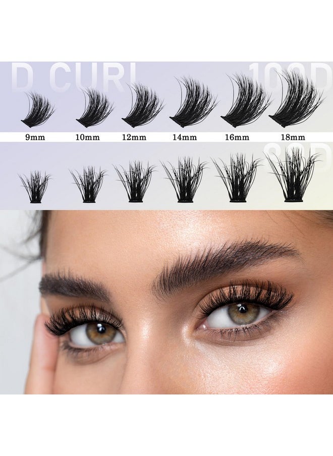 Lash Clusters Mikiwi 80D+100D Thick Eyelash Clusters 10-18Mm Wispy Cluster Eyelash Extension Diy Individual Lashes(80D+100D,9-18Mm)