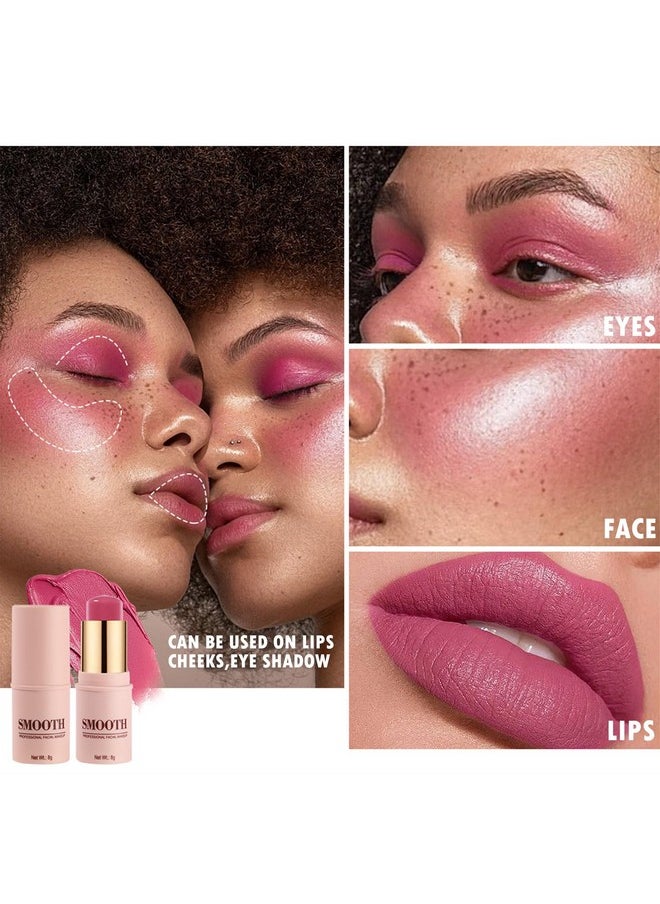 Multi-Use Blush Stick, Monochromatic Face Beauty Wand For Cheek, Eyeshadow And Lip, Longwear Waterproof Matte Finish Cream Blush Makeup Stick With Brush For Women, 0.28Oz (Shy Pink #01)