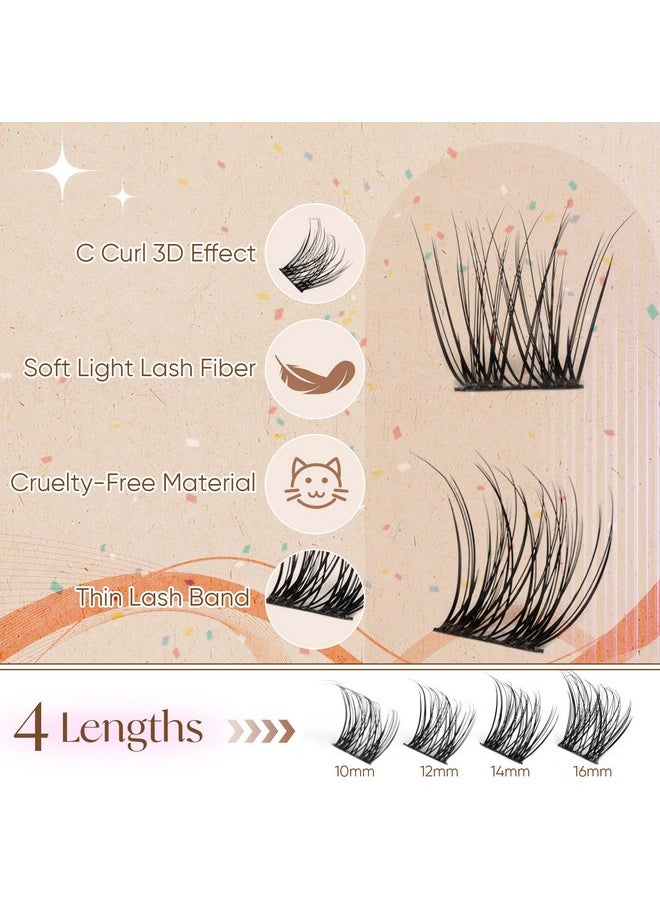 Wispy Lash Clusters Natural Look Individual Lashes C Curl Cluster Eyelash Extensions 10-16Mm Diy Eyelash Clusters Natural Lash Extension Waterproof Lashes Clusters