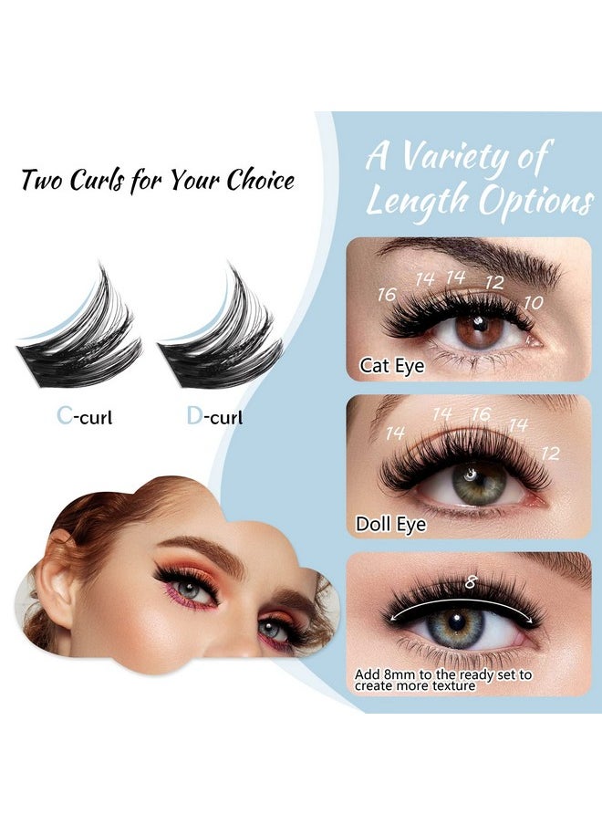 Lash Clusters 84 Pcs Cluster Lashes Eyelash Diy Extensions Individual That Look Like Natural Thin Band & Soft (Cirrus,D-8-16Mix)