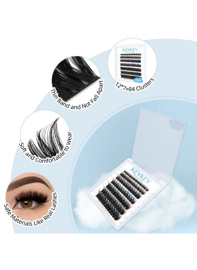 Lash Clusters 84 Pcs Cluster Lashes Eyelash Diy Extensions Individual That Look Like Natural Thin Band & Soft (Cirrus,D-8-16Mix)