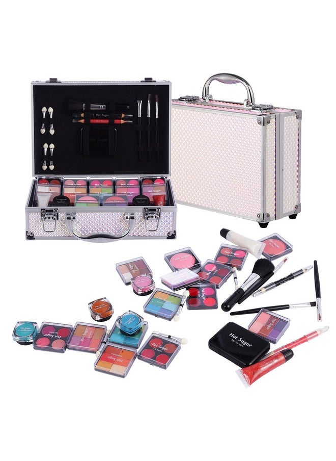 Makeup Kit For Girls And Women - Full Starter Cosmetics Set With Eye Shadow Palette Lip Balm Blush Lip Gloss Brush Lip & Eye Pencil And Mirror