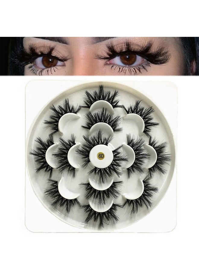 False Eyelashes Fluffy Faux Mink Lashes 3D Wispy Lashes 7 Pairs Pack Dramatic Long Thick Volume Fake Eye Lash Multipack