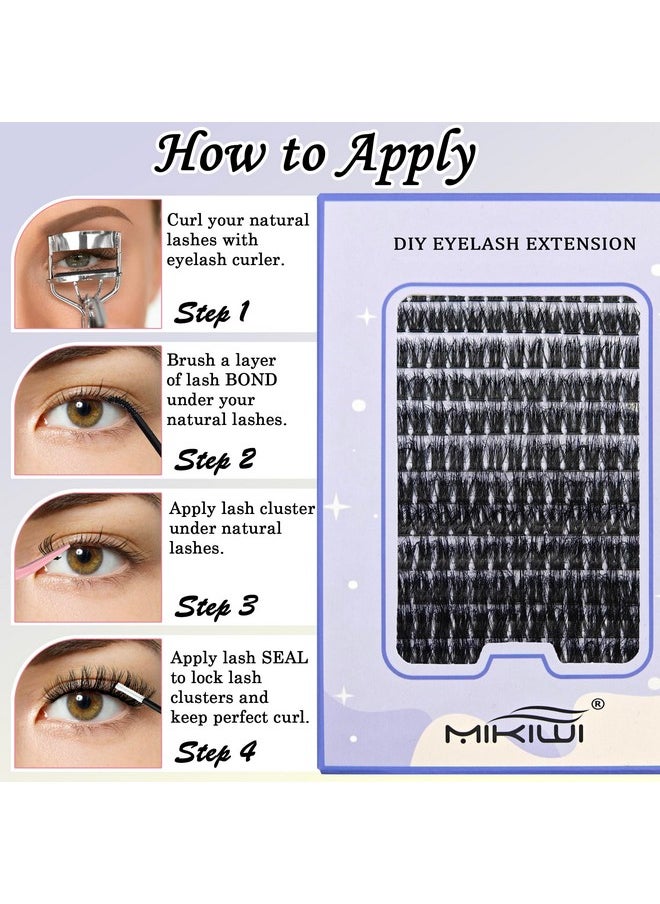 Lash Clusters Mikiwi 280Pcs 60D Thick Eyelash Clusters D Curl Wispy Cluster Eyelash Extension(60D-9-18Mm)