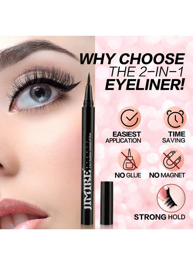 2-In-1 Eyeliner Instead Of Glue, Magic Eyeliner | Extra Strong Hold For False Eyelashes | No Magnet & No Glue Needed | Only For 20’S To Apply Lashes