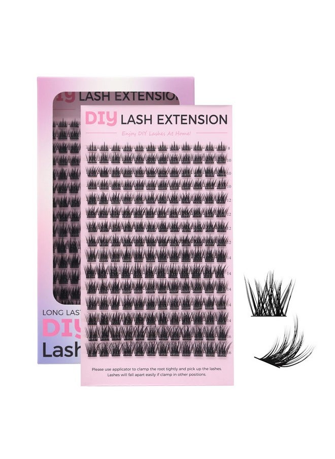 Cluster Eyelash Extensions 180 Pcs Cluster Lashes Wispy Diy Individual Lashes Cluster Super Thin Band Eyelash Clusters Soft Mink False Eyelashes Mixed Tray(C-8-16Mix)