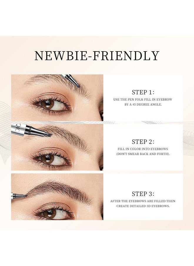 Eyebrow 4 Tip Brow Pencil,Microblading Eyebrow Pen Waterproof Long-Lasting Eyebrow Microblading Pen Eyebrow Pencil With An Upgrade Micro-Fork Tip Applicator For Natural Eyebrow (Light Brown-01)