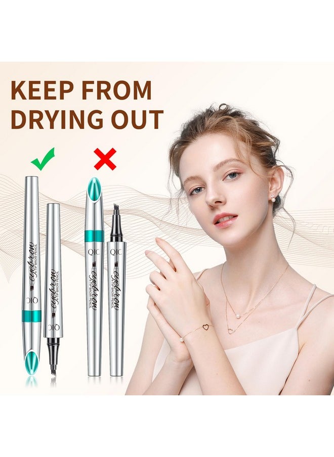 Eyebrow 4 Tip Brow Pencil,Microblading Eyebrow Pen Waterproof Long-Lasting Eyebrow Microblading Pen Eyebrow Pencil With An Upgrade Micro-Fork Tip Applicator For Natural Eyebrow (Light Brown-01)