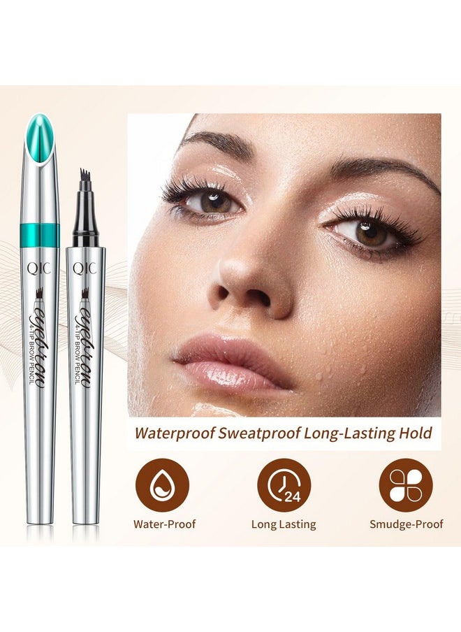 Eyebrow 4 Tip Brow Pencil,Microblading Eyebrow Pen Waterproof Long-Lasting Eyebrow Microblading Pen Eyebrow Pencil With An Upgrade Micro-Fork Tip Applicator For Natural Eyebrow (Light Brown-01)