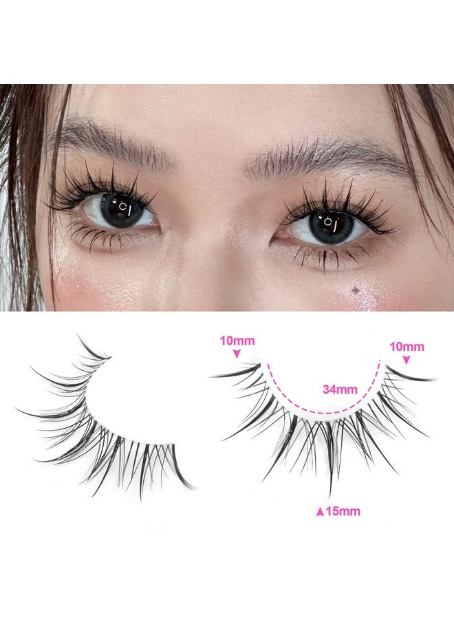 Manga Lashes Natural Look Eyelashes With Glue Anime Lashes With Glue Clear Band Lashes Kit Mayhug Lashes Extension Wispy Strip Lashes Invisible Band False Eyelashes Korean Makeup 7 Pairs