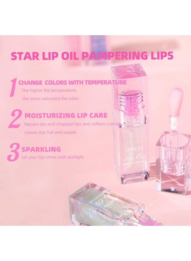 Hydrating Shimmer Lip Glow Oil, Color Changing Tint, Moisturizing Lip Oil, Glossy Transparent Plumping Lip Gloss, Tinted Lip Oil For Lip Care 0.23 Oz #Q2394-03