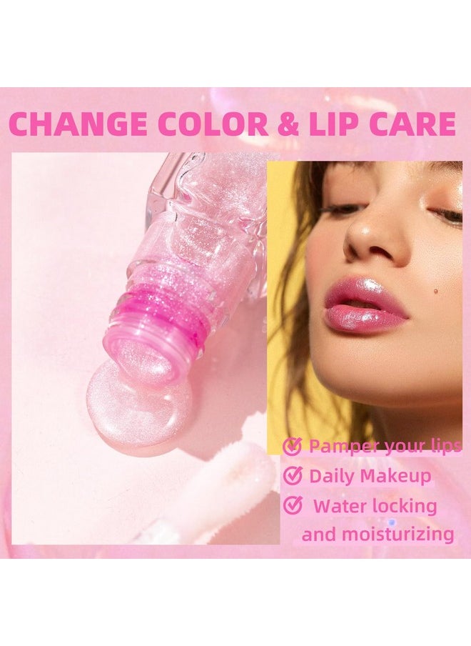 Hydrating Shimmer Lip Glow Oil, Color Changing Tint, Moisturizing Lip Oil, Glossy Transparent Plumping Lip Gloss, Tinted Lip Oil For Lip Care 0.23 Oz #Q2394-03