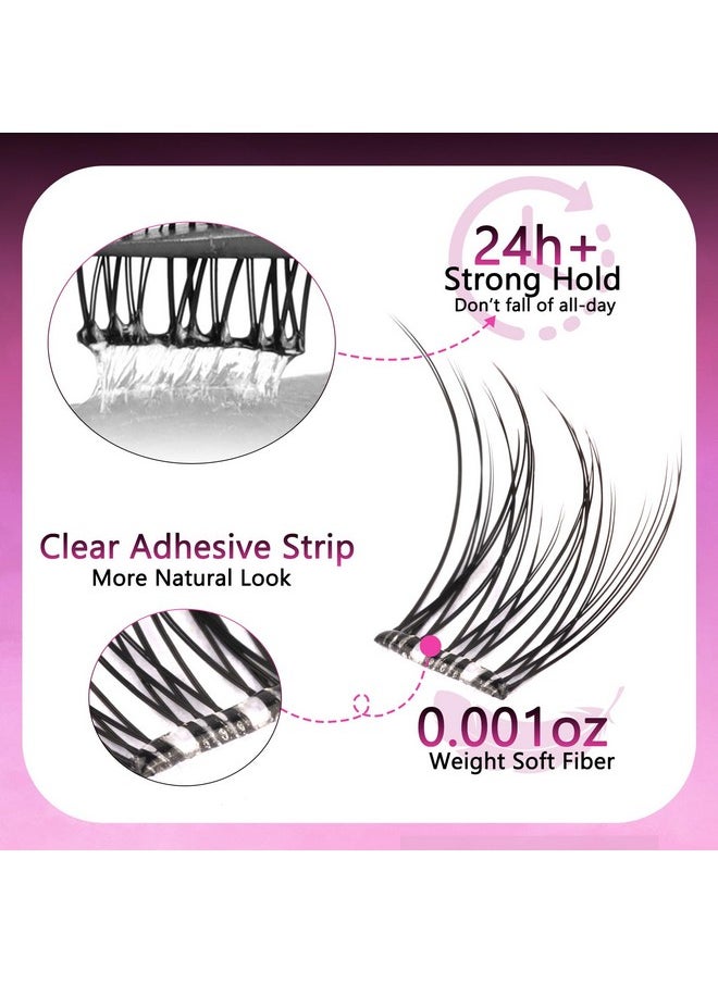 Self Adhesive Eyelashes Lash Clusters 48Pcs D Curl 10-12Mm Diy Eyelashes No Glue No Remover No Residue With Lash Tweezers 1 Step Diy Lash Self Stick Easy To Apply (Cornflower,D-10-12Mm)