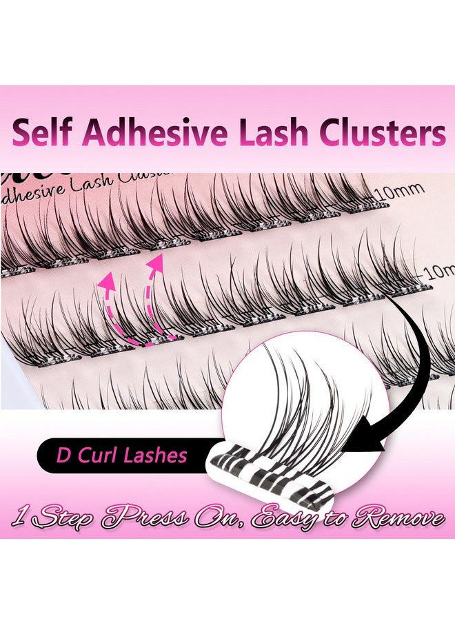 Self Adhesive Eyelashes Lash Clusters 48Pcs D Curl 10-12Mm Diy Eyelashes No Glue No Remover No Residue With Lash Tweezers 1 Step Diy Lash Self Stick Easy To Apply (Cornflower,D-10-12Mm)