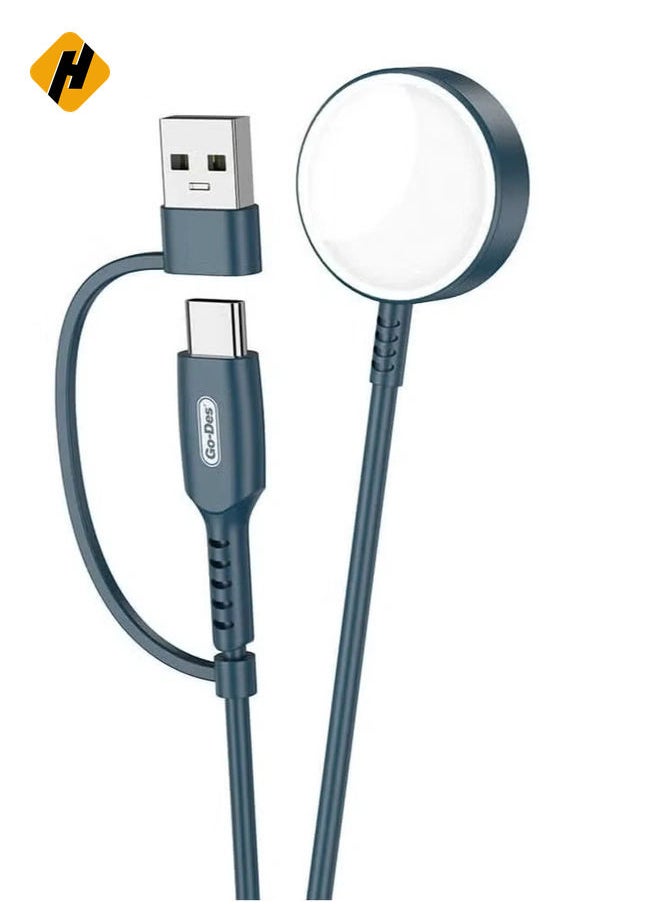 GD-UC608 2-in-1 Wireless Fast Charging Cable for Apple Watch Series - PD & USB