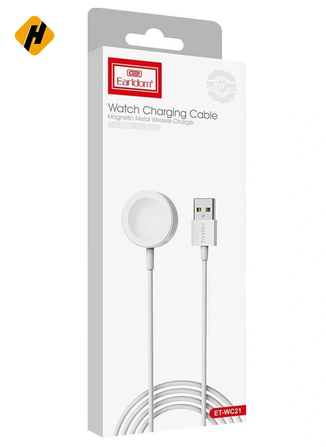 ET-WC21 Wireless Charging Cable for Apple Watch - 1.0m, 5V/0.35A, Sleek White Design