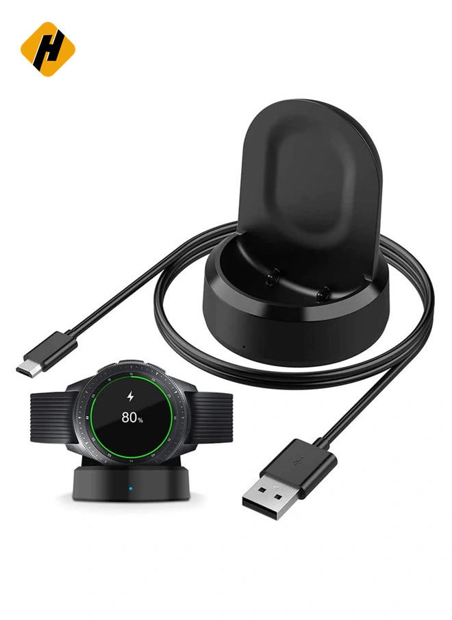 Charger for Samsung Galaxy Watch 42mm 46mm, Wireless Fast Charger Dock for Samsung Galaxy Smart Watch gear S3 Portable Charging Cradle Dock Charger stand with USB Cable(Black)