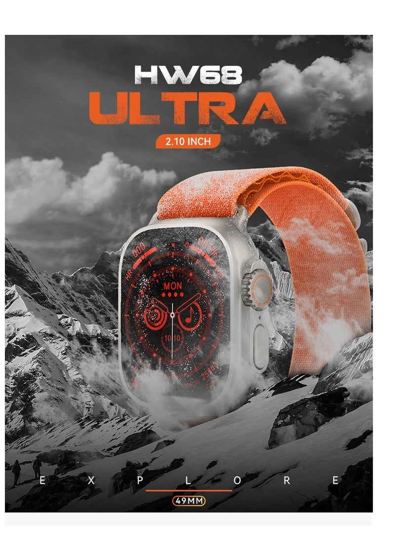 HW68 Ultra Altitude Barometer Non-Invasive Blood Sugar Health Sport Smart Watch