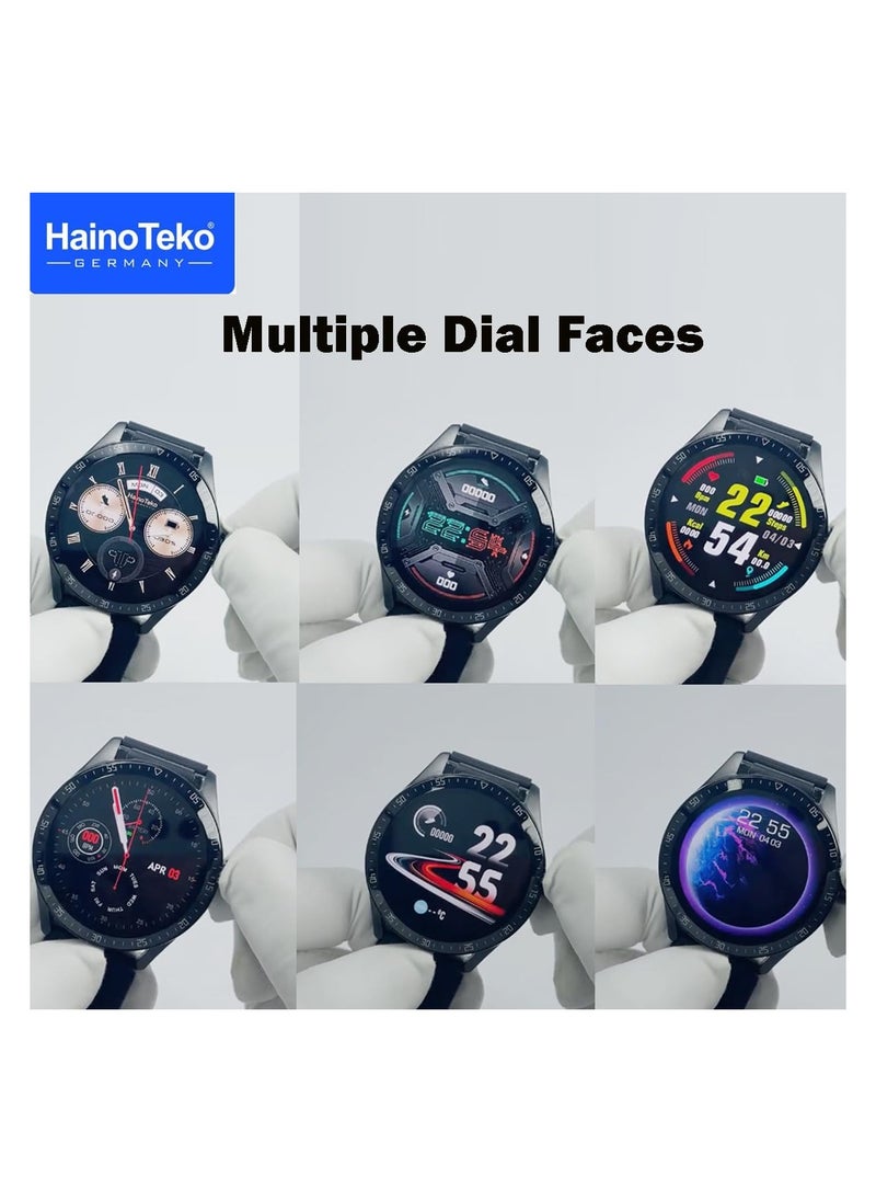 Haino Teko Germany RW37  Round Big Screen AMOLED Display Smart Watch with Bluetooth Earbuds and two Pair Bands for Women and Men