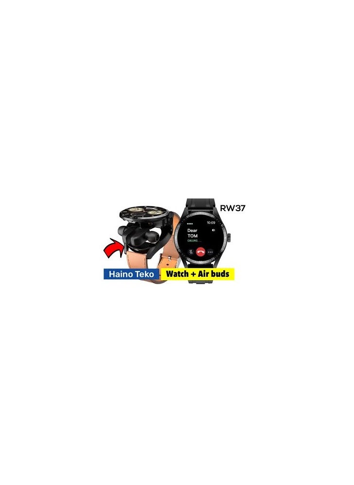 Haino Teko Germany RW37  Round Big Screen AMOLED Display Smart Watch with Bluetooth Earbuds and two Pair Bands for Women and Men