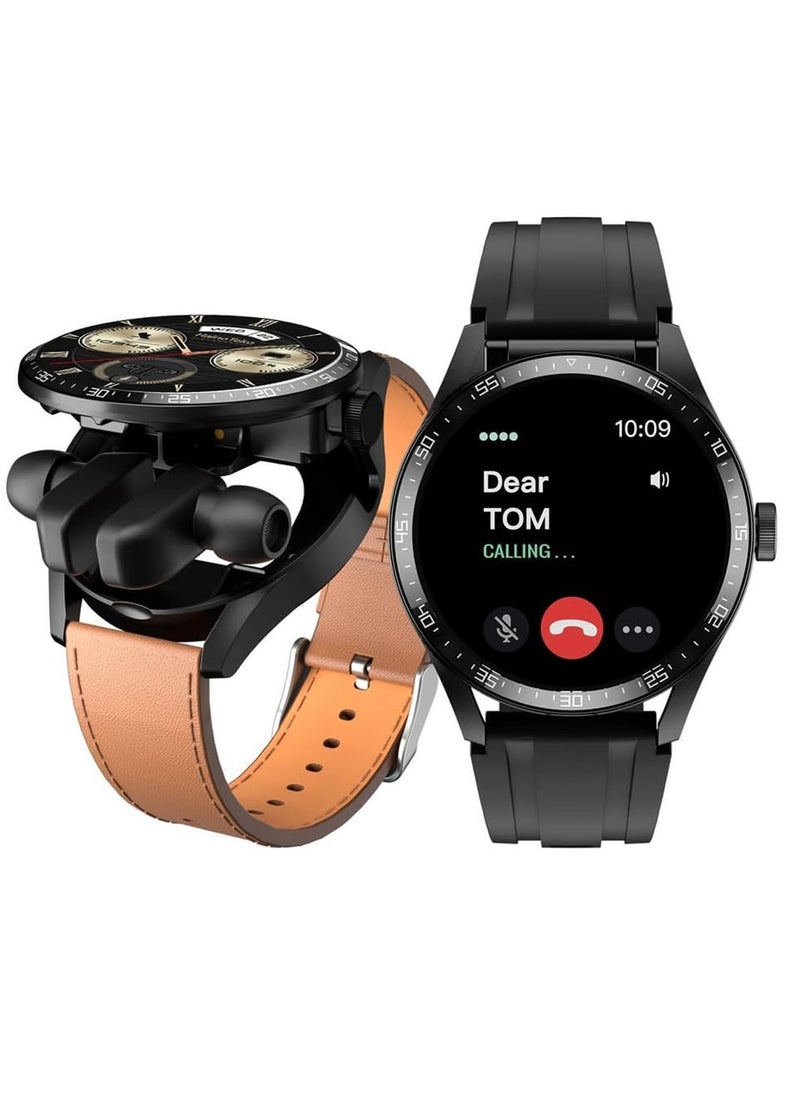 Haino Teko Germany RW37  Round Big Screen AMOLED Display Smart Watch with Bluetooth Earbuds and two Pair Bands for Women and Men