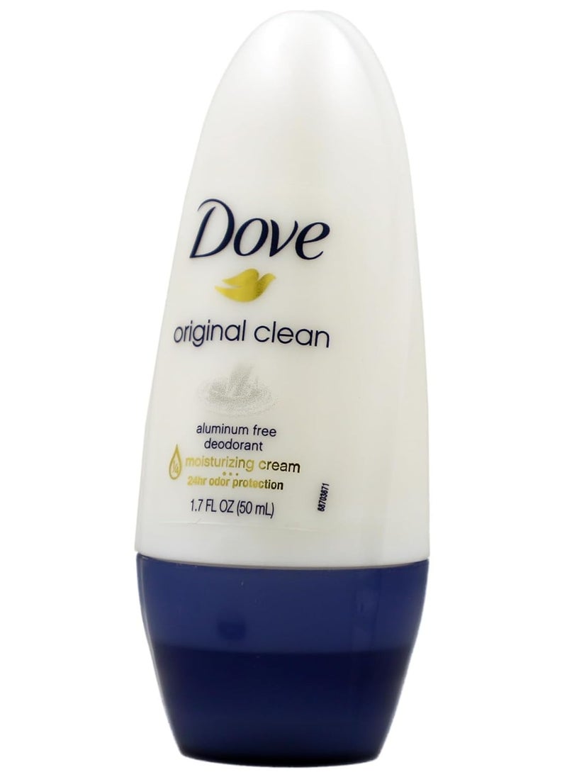 Dove Original Clean Roll On Deodorant, Aluminum Free, All Day Odor Protection, 4-Pack, 1.7 FL Oz Each, 4 Bottles