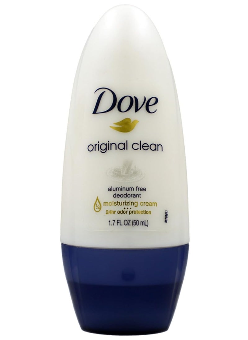 Dove Original Clean Roll On Deodorant, Aluminum Free, All Day Odor Protection, 4-Pack, 1.7 FL Oz Each, 4 Bottles