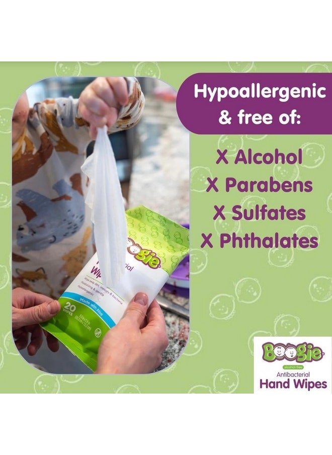 Antibacterial Hand Wipes, Alcohol Free, Hypoallergenic And Moisturizing Aloe, Hand Wipes For Kids And Adults, 6 Packs Of 20 (120 Total Wipes)