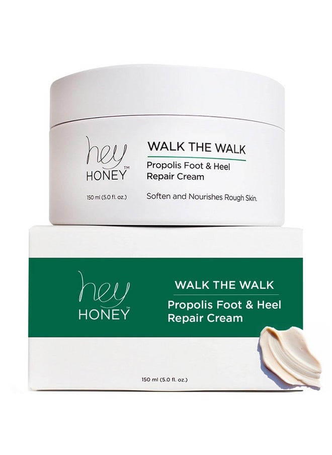 Walk The Walk Propolis Foot & Cracked Heel Cream For Extremely Dry Feet & Cracked Heels | Callus Remover For Feet, Lasting Effect Up To 72 Hours | Infused With Honey And Urea | 5 Oz