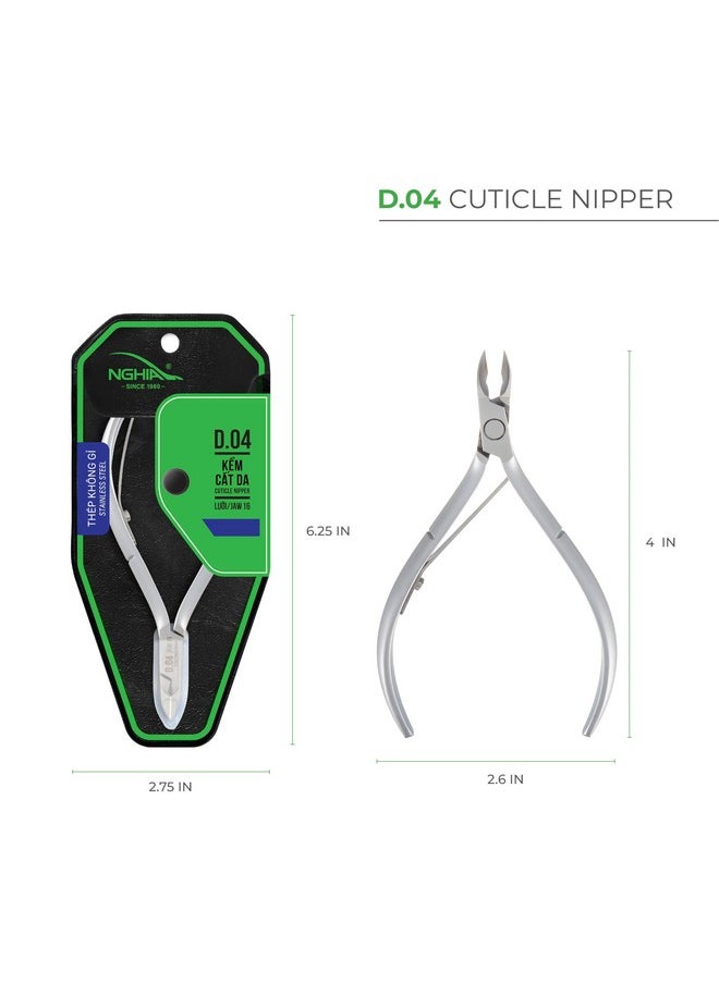 Cuticle Nipper - D-04 Jaw 14 | Stainless Steel | Durable And Sharp | Ergonomic Design | Grey Plated | Ideal For Salons And Home Use